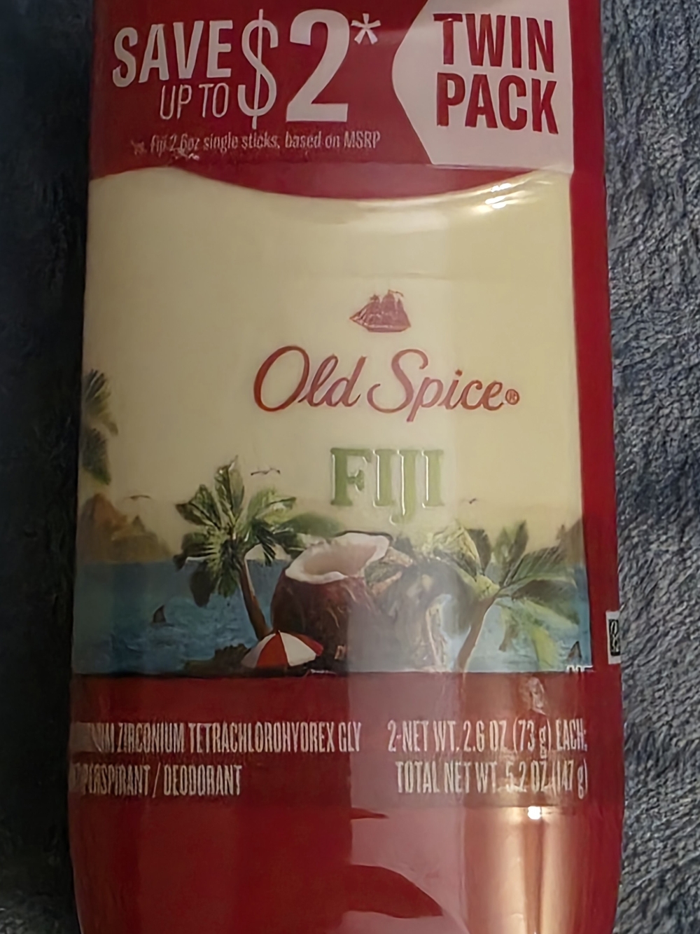 Old Spice Fiji Twin Pack Antipersperent Deodorant - Red & Cream
